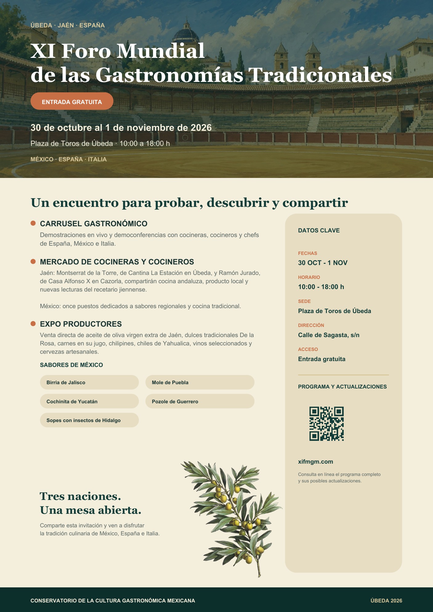 Guía para las actividades abiertas al público del XI Foro en la Plaza de Toros de Úbeda